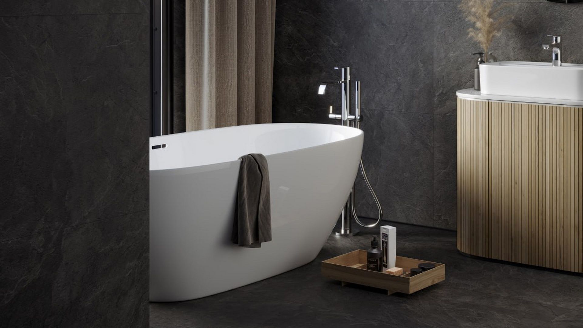 Керамогранит Krater Dark Grey Str. 60x120 Керамогранит Krater Dark Grey Str. 60x120