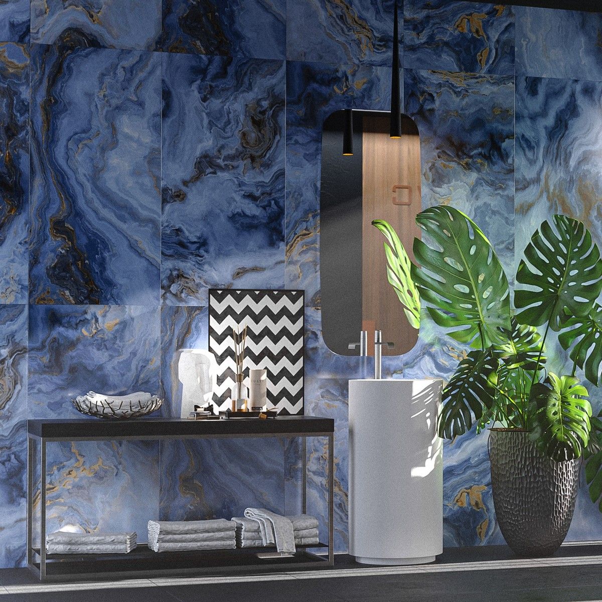 Керамогранит Luxury Arabesque Blue Polished 60x120 Керамогранит Luxury Arabesque Blue Polished 60x120