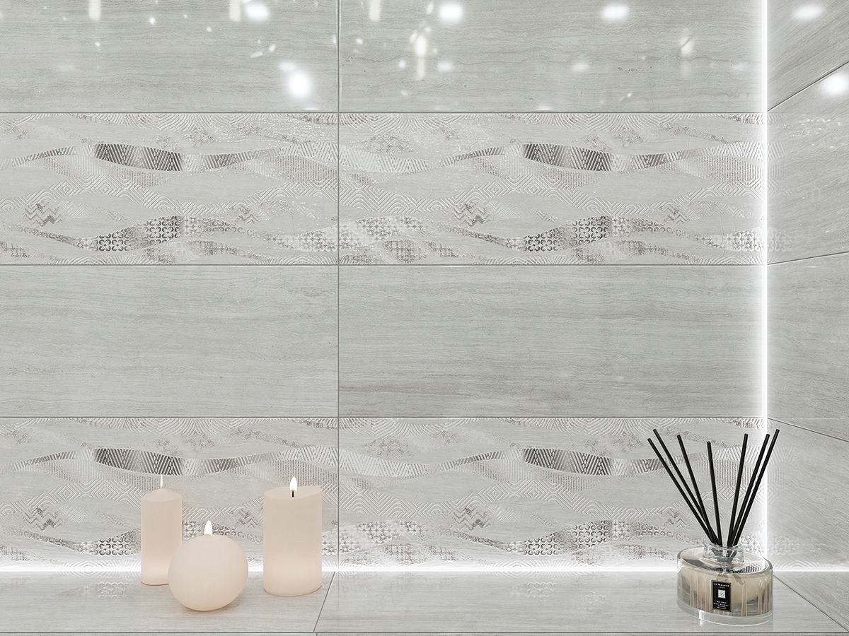 Керамическая плитка Trevi Decor Grey Onda 25.1x70.9 Керамическая плитка Trevi Decor Grey Onda 25.1x70.9