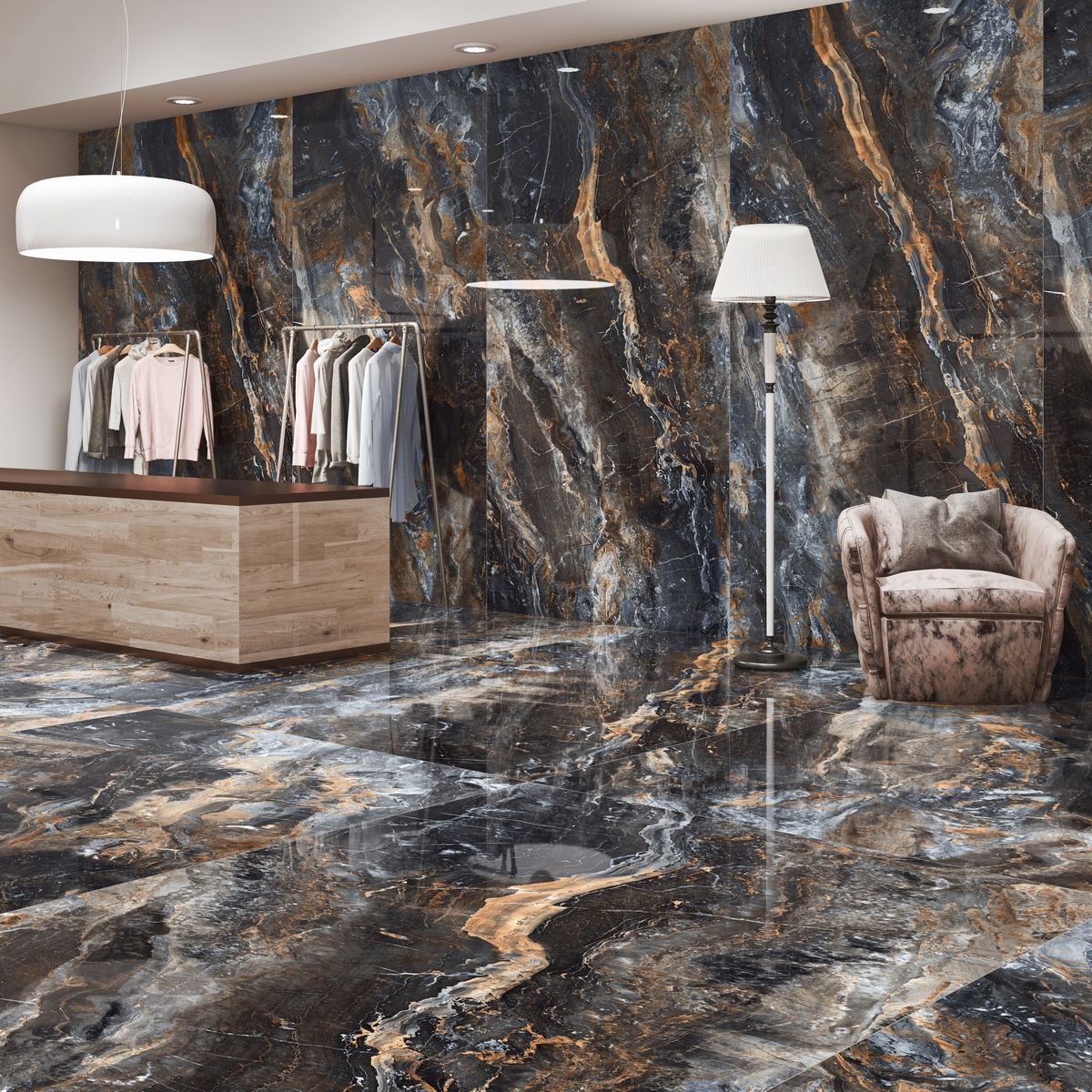 Керамогранит Titanium Lawa Nero Polished 120x280 Керамогранит Titanium Lawa Nero Polished 120x280